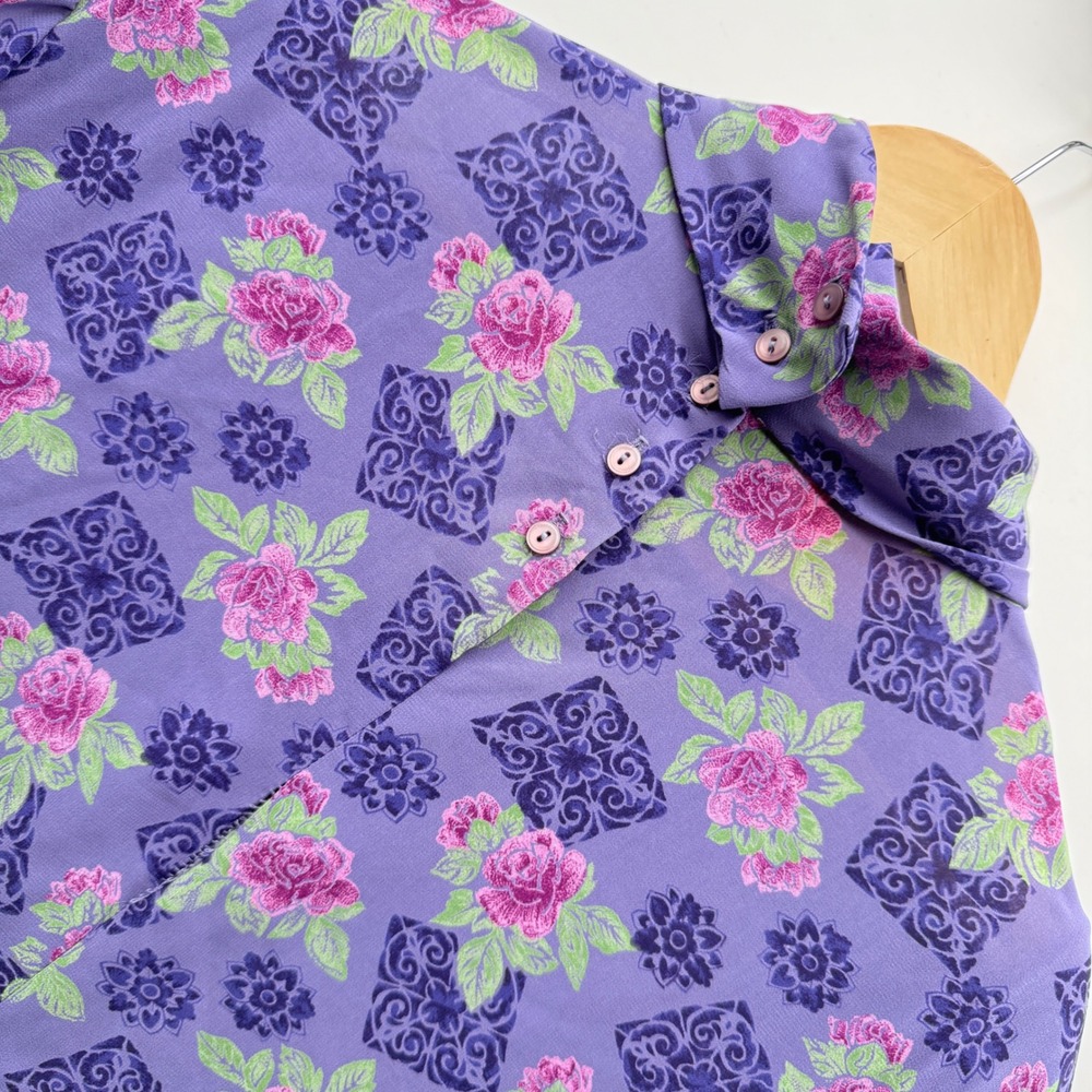 Country Sophisticates by Pendleton Blouse 18 Purple Floral High Neck Vintage Top